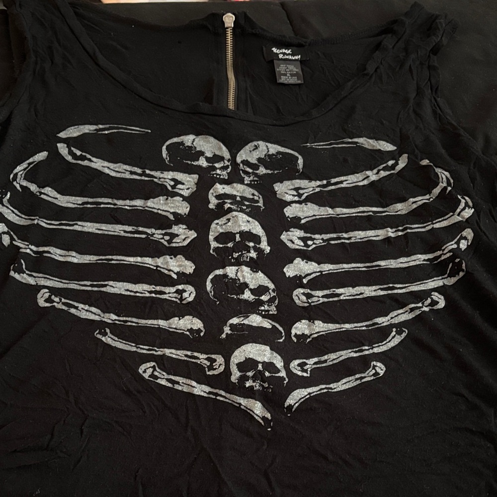 Black Skeleton Print Tank Top